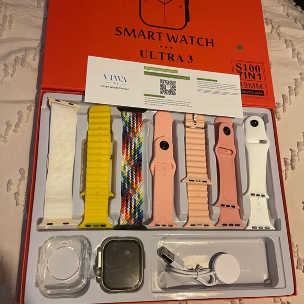 Smartwatch Ultra 3 - Silver with Multi-Color Bands